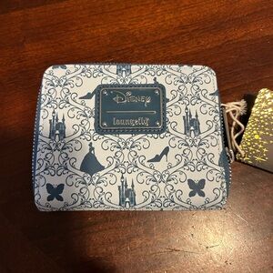 Loungefly Disney Cinderella Icons Allover Print Small Zip Wallet New